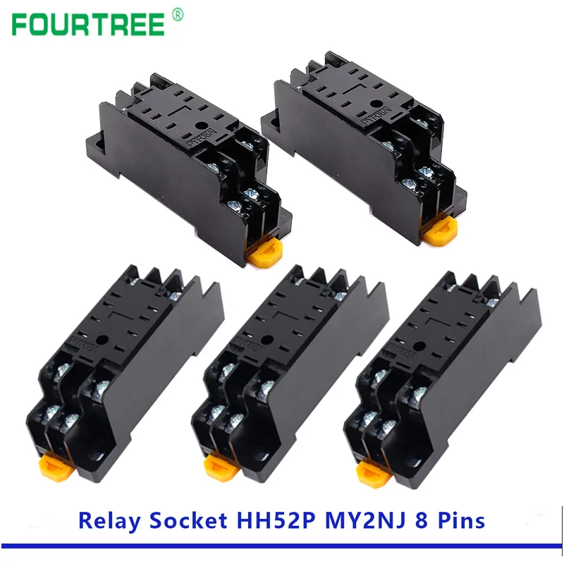 5Pcs Power Relay Socket Base PTF08A PYF11A PYF14A 8/11/14Pins For MY2NJ MY3NJ MY4NJ  Power Electromagnetic Relay Base Din Rail