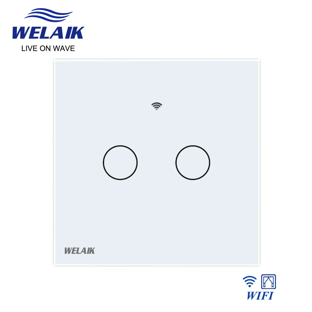 WELAIK EU Shuttes Blind  Alexa WIFI Tuya-Smart-Life-Google Crystal-Glass Panel Curtain Wall Touch Switch A1921CLCW-WIFI