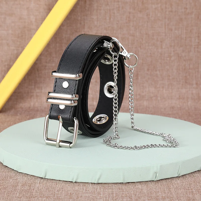 

European and American new belt men's and women's eyes chain belt fashion jeans belt punk