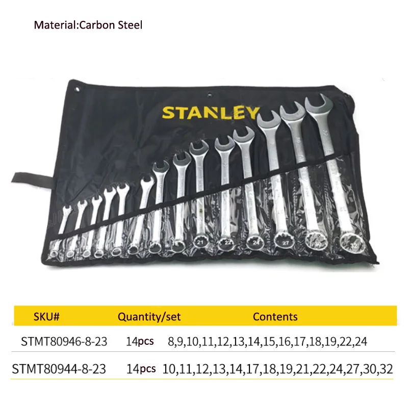 Stanley basic metric wrench spanner tool set car wrench tools kit combination auto tool for garage/home automotive repair