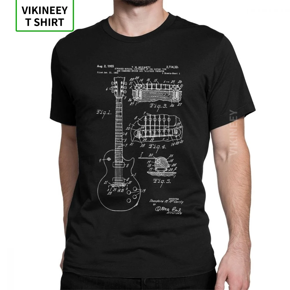 Patent Acoustic Electric Guitar Music Men T Shirt Crazy 100% Cotton Short Sleeves Tees Crew Neck T-Shirts Printed Tops