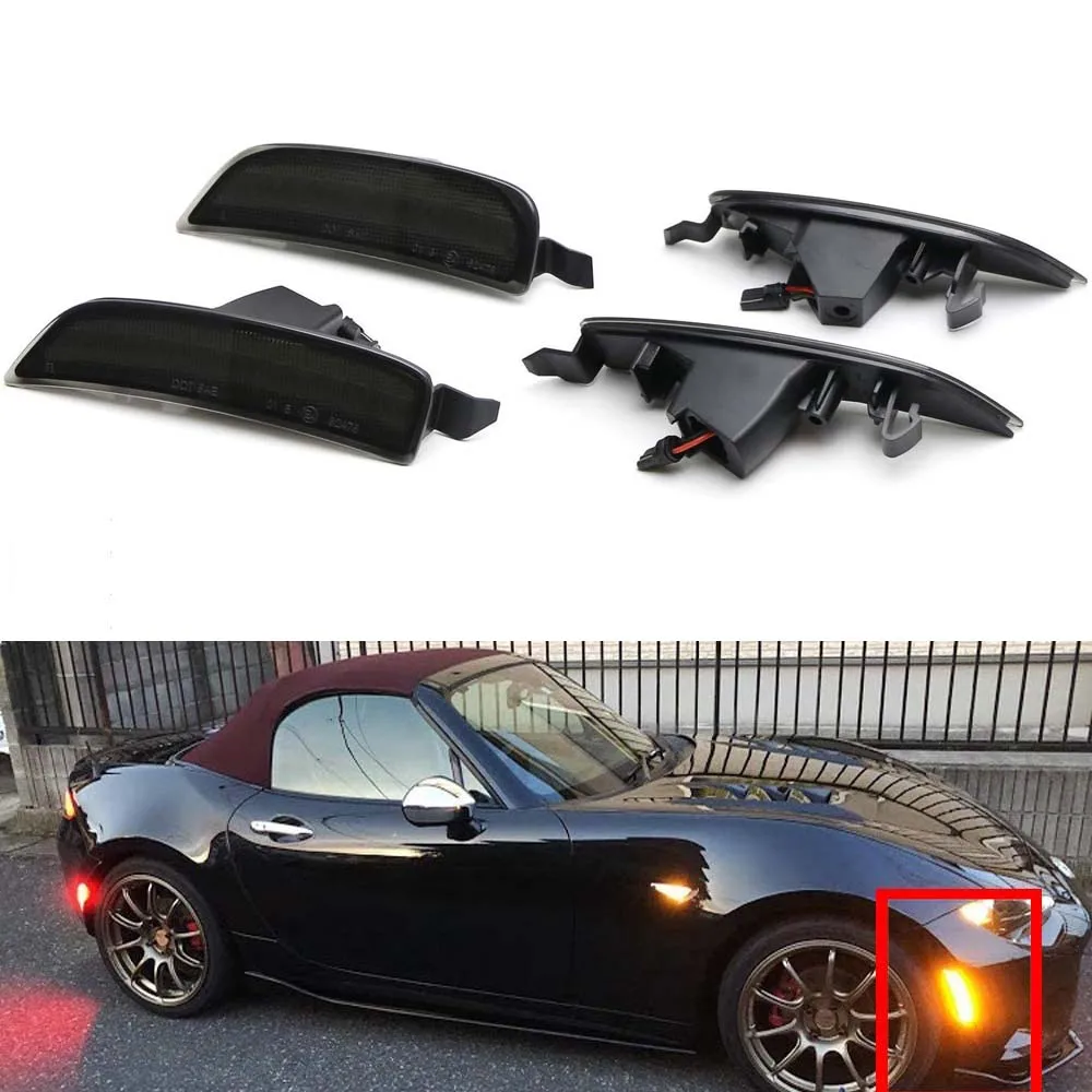 Front Red or Back Amber LED Side Marker Bumper Fender Turn Signal Light For Mazda Miata MX5 ND 2019-2020 Error Free