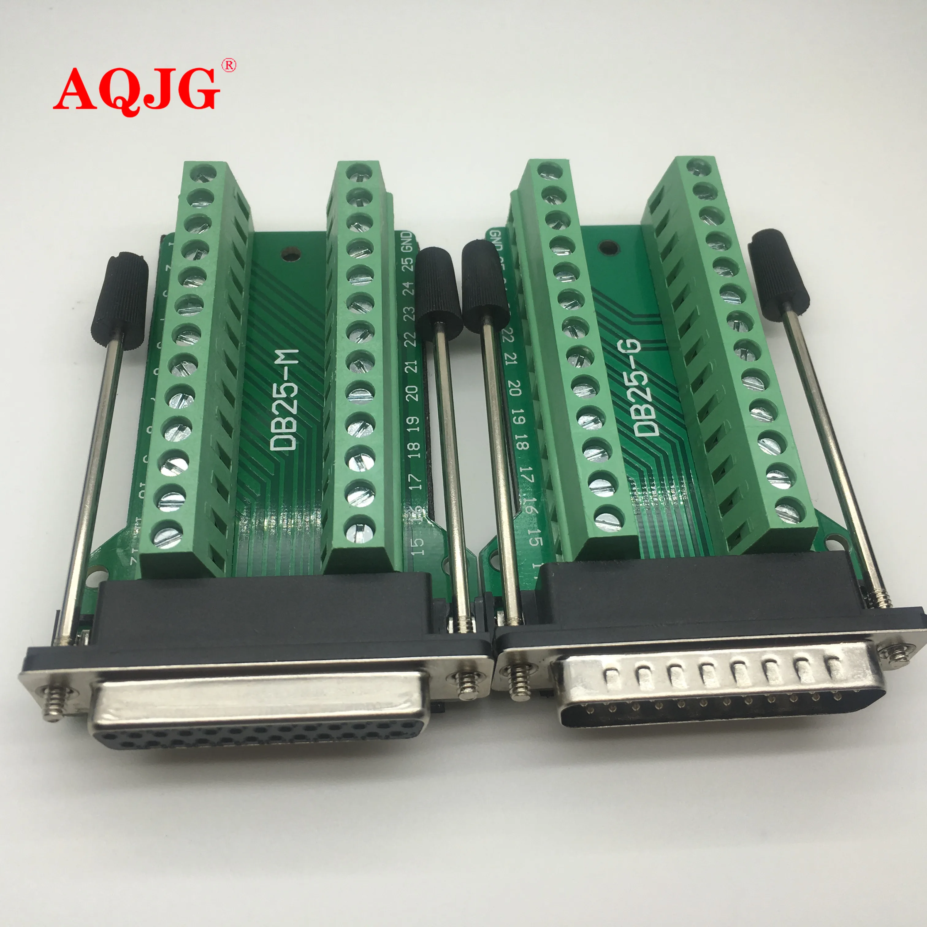 D-SUB DB25 ชาย 25Pin ปลั๊ก Breakout บอร์ด PCB 2 แถวขั้วต่อขั้วต่อ DB25 หญิง 25Pin แจ็ค AQJG