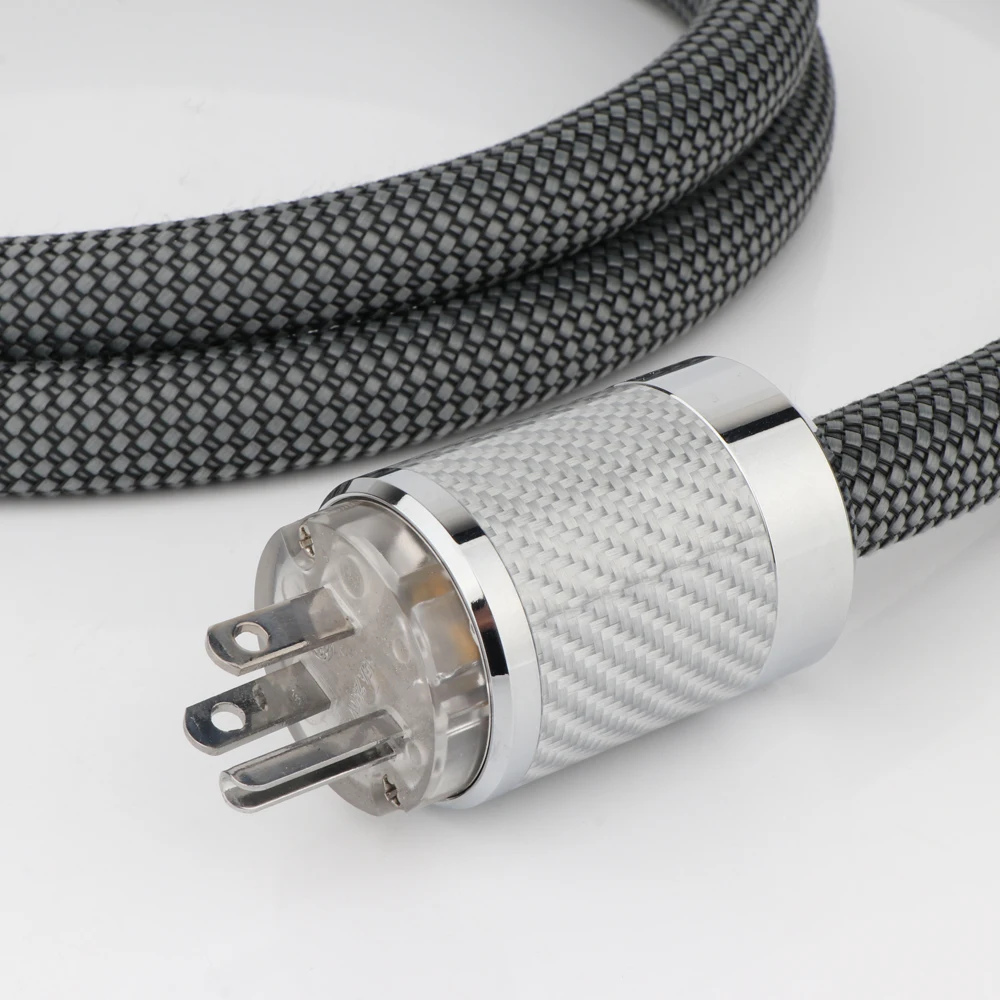 WCF2TR 탄소 섬유 로듐 도금 AC US 전원 플러그가 포함된 하이 엔드 OFC 구리 US AC 전원 케이블