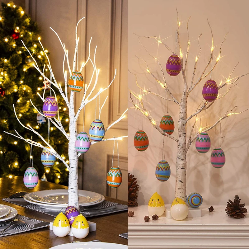 

60cm Birch Led Light Easter Decorations For Home Easter Egg Hanging Tree Wedding Decor Happy Easter Gift Ornaments House Deco