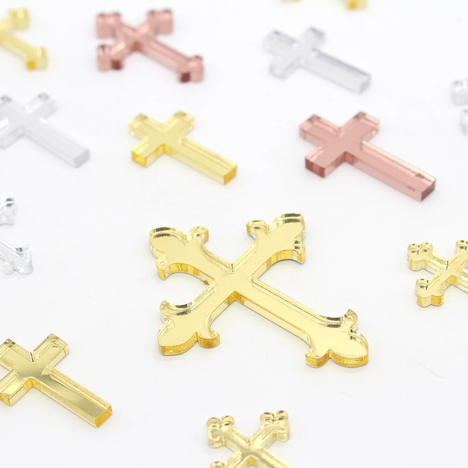 12 Pcs Personalized Gold Silver Cross Baptism Candle Decoration Christening Candle Cross Many size Crosses Pins for Candles