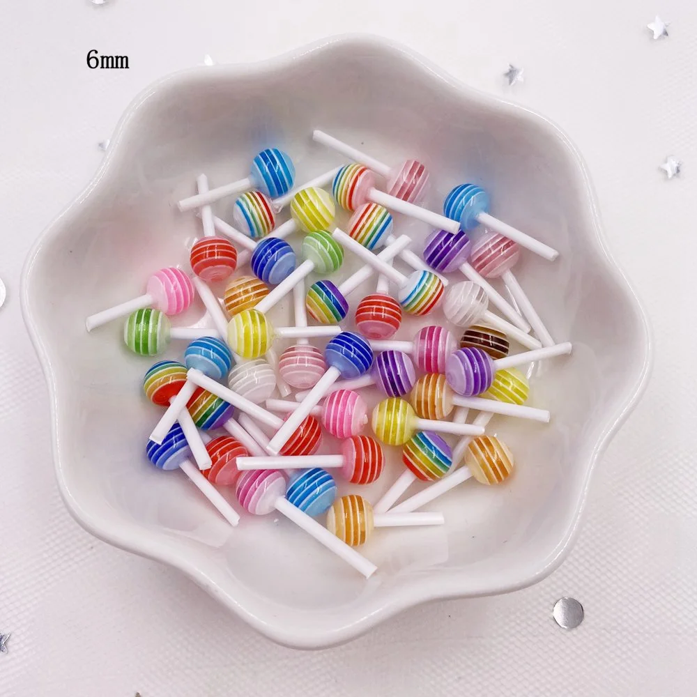 Resin Kawaii Colorful 3D Mini Lollipop Flatback Cabochon Stone 30PCS Scrapbook DIY  Decor Home Candy Food Figurine Crafts  OH653