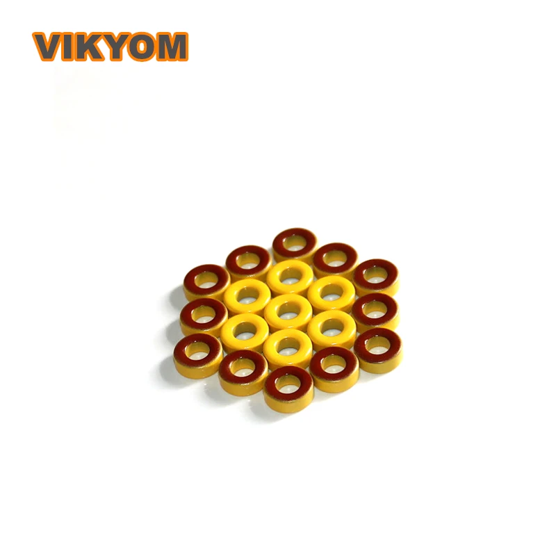 50PCS T44-8 Ferrite Core Toroid Core Ferrite Chokes Ring Iron Inductor Carbonyl Ferrite Rings Yellow Red