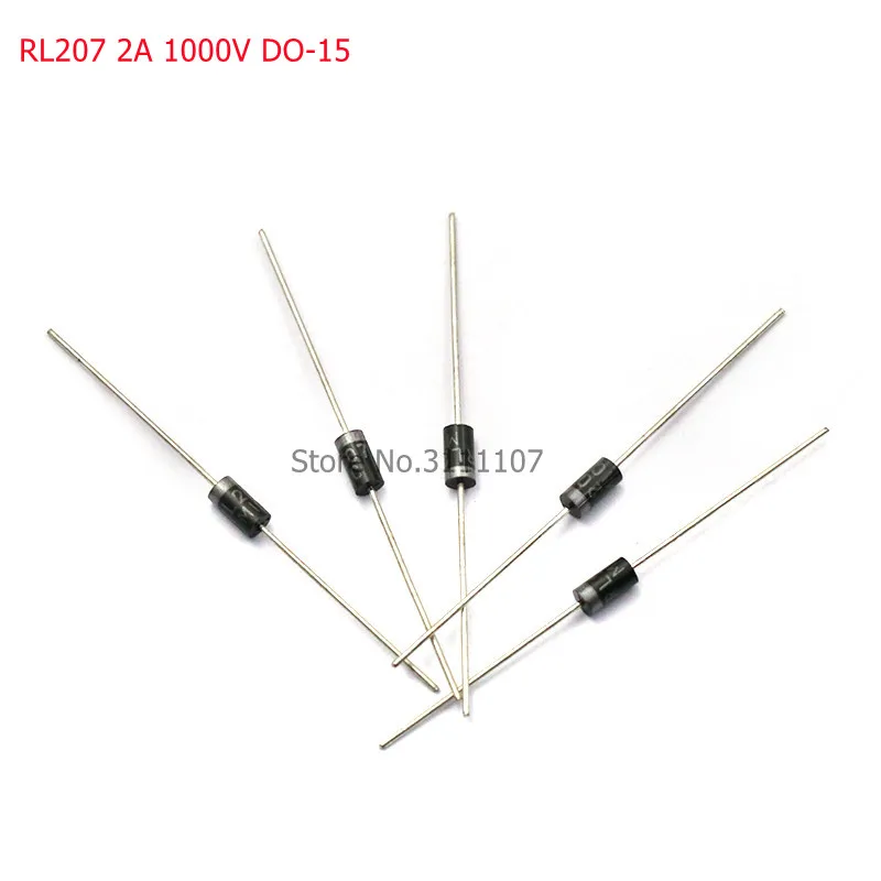 100PCS/LOT RL207 Rectifier Diode 2A 1000V DO-15 rl207