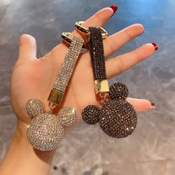 High Quality Rhinestone KeyChain Pendant Mickey Head Keychains Claw Bling Crystal Ball Key Chain Car Accessories Fashion Jewelry