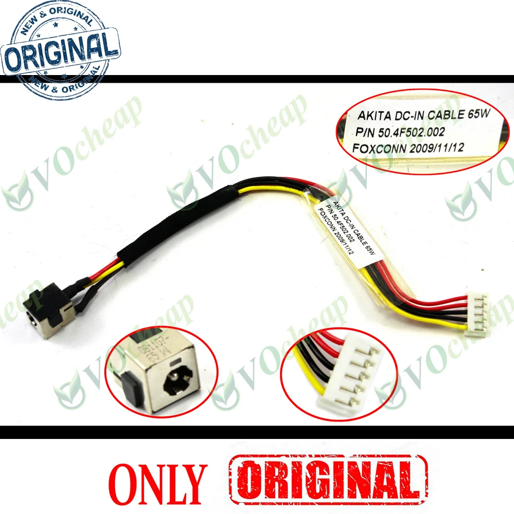 New Laptop DC Power Jack for HP Pavilion DV2000 DV2200 DV2400 DV2500 DV2700 65W Charging Socket Connector 50.4F502.002 PJ109