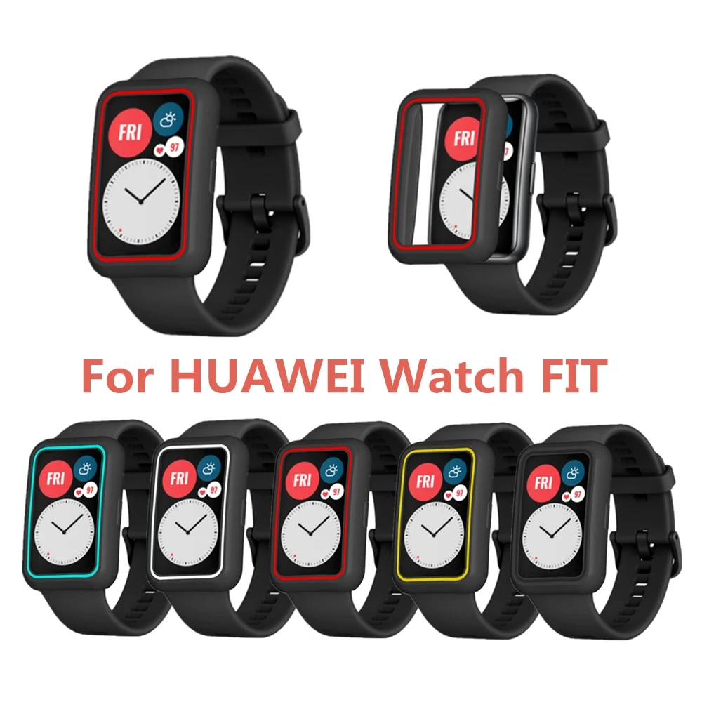 HeroIand Silicone Protective Case For Huawei Watch Fit Tpu Full Screen Protector Cover Accessories Watchcase Soft Shell Bumper