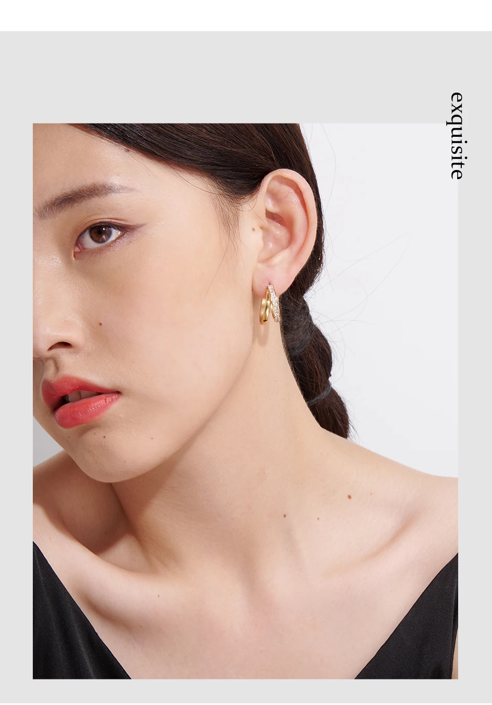 Yhpup Mode Edelstahl Geometrische Stud Ohrringe Delicate Bling Zirkonia Schmuck joyería acero inoxidable mujer Geschenk – Detail 4