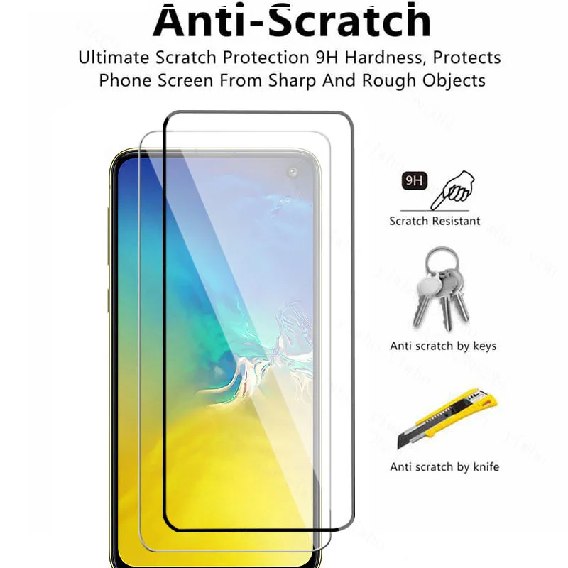 Screen Protector  For Samsung Galaxy S10E Protective glass on sansun galax S10E S 10E full cover Tempered Camera Lens Glass