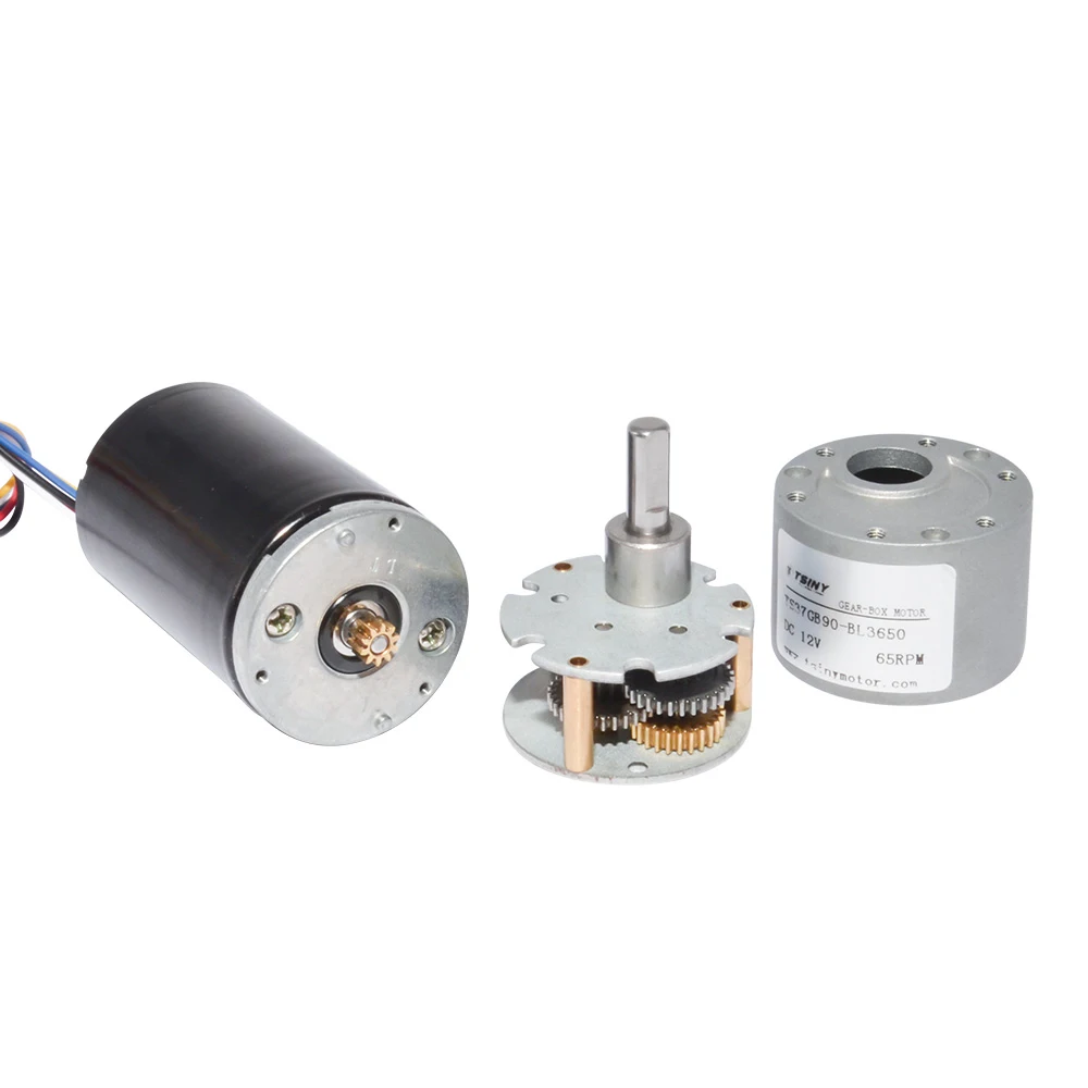 Motor de engranaje sin escobillas CC con soporte 12V 24V diámetro 37mm 10-1000rpm Motor de engranaje eléctrico sin escobillas BLDC con soporte