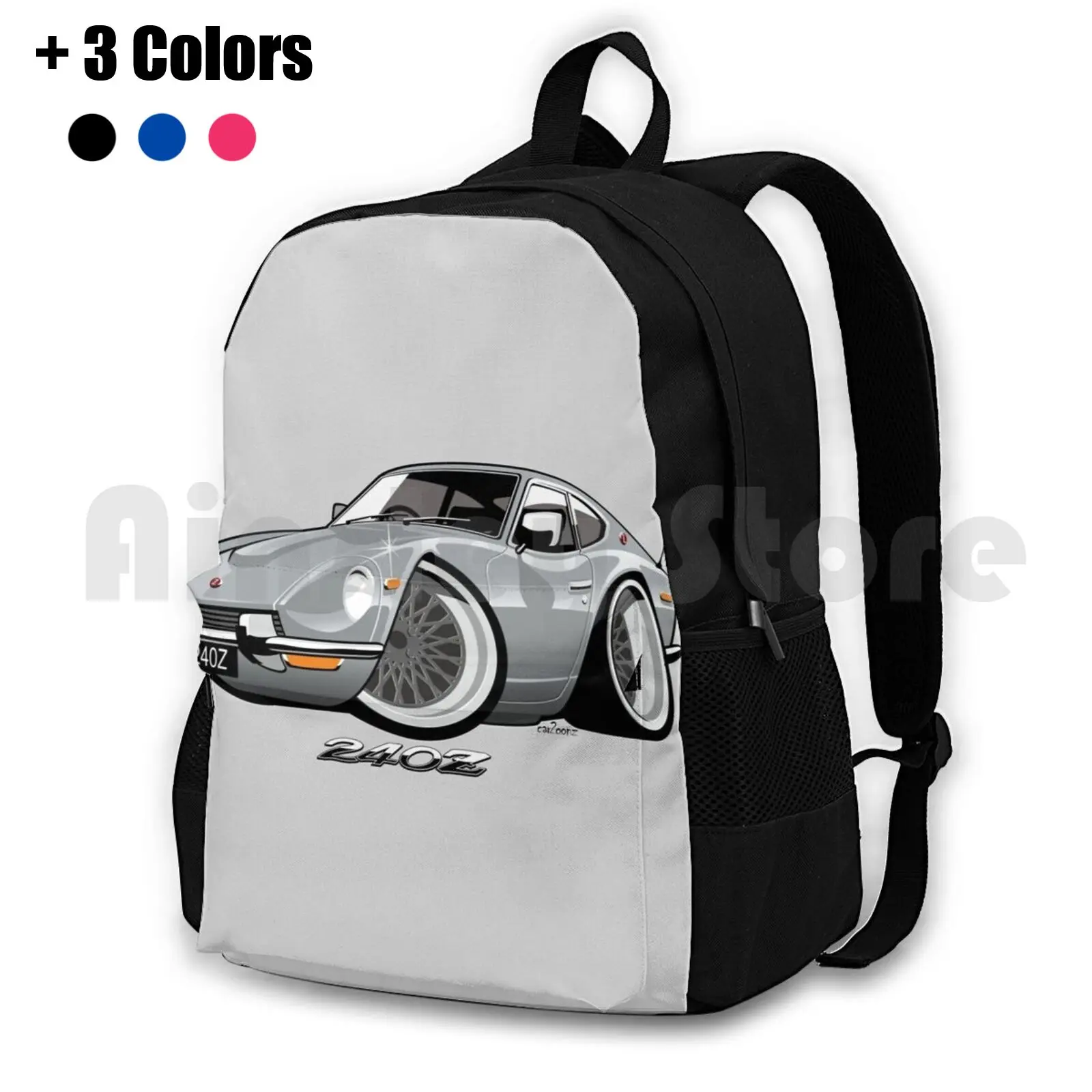 Datsun 240z Caricature Silver Outdoor Hiking Backpack Riding Climbing Sports Bag Datsun Nissan Fairlady 240z 240 Z 260z 260 Z