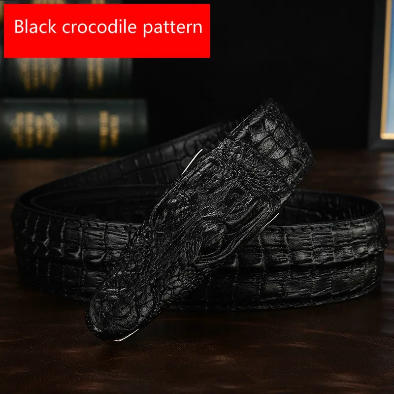 3D crocodile famous genuine Leather Designer Men Belts Luxury brand smooth Buckle Belts For man high quality ceinture homme