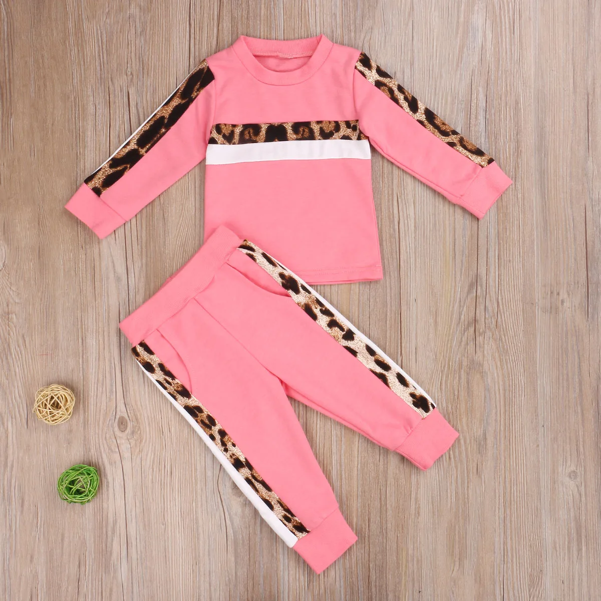 Kids Baby Girl Clothes Set Autumn Winter Leopard Striped Long Sleeve T-Shirt + Pants 2Pcs Outfits Set 2-6 Years