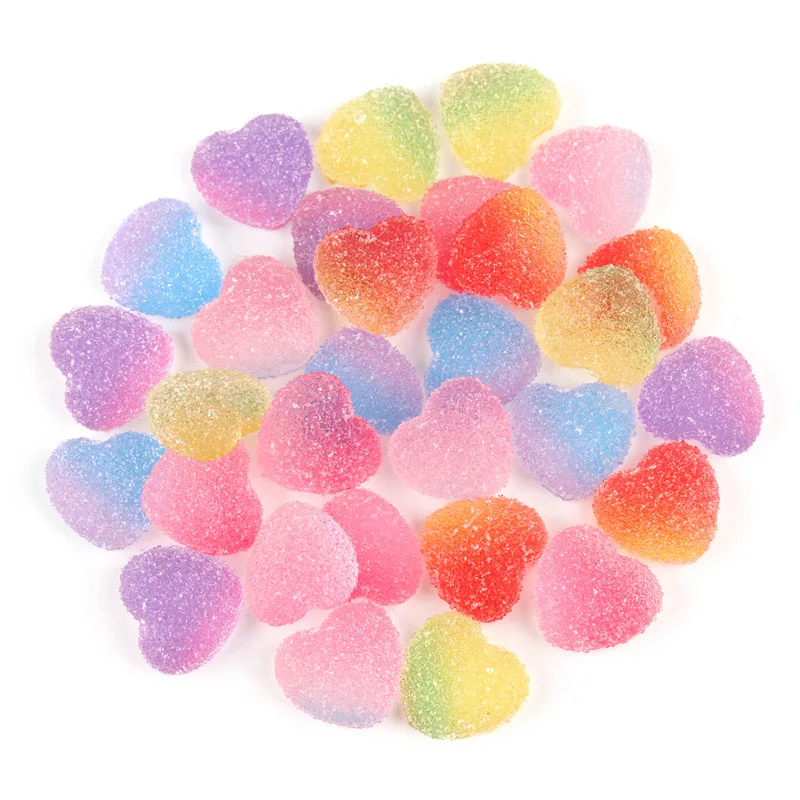 15 Stücke 17mm Gefälschte Süßigkeiten Harz Cabochon Flatback Herzform Simulation Lebensmittel DIY Scrapbooking Verschönerung Dekoration Handwerk – Detail 3