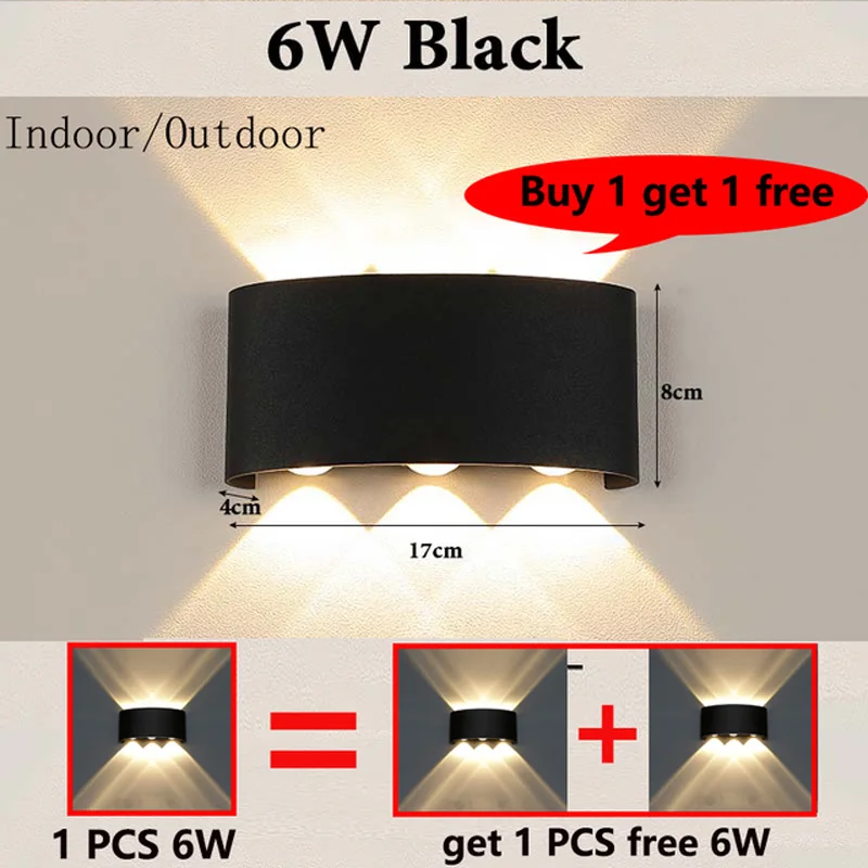 Led Wand Lampe IP65 Wasserdicht Indoor Outdoor Beleuchtung Innenwand Leuchte 6W 8W 12W Für Bad nacht Treppen Decor