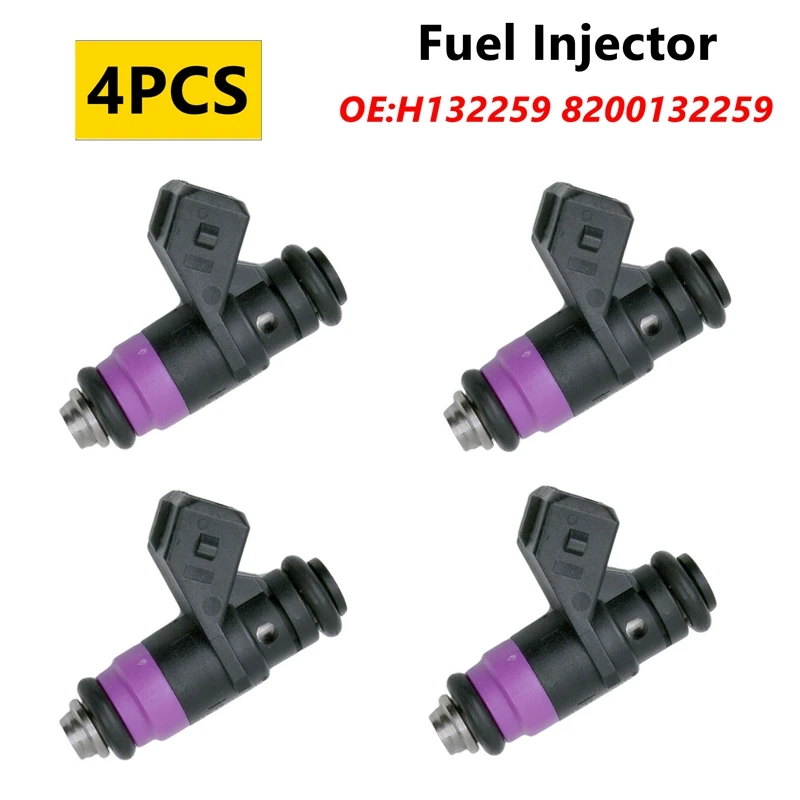 4PCS Fuel Injector For Renault Megane 1.6 16v 31 T. KM Replacement Nozzle Injection Petrol H132259 8200132259