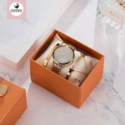 Montre Femme Horloge Vrouwen Luxe Lady Temperament Horloges Armband 3 Pcs Set Ketting Horloge Verjaardag Klok Relogio Feminino