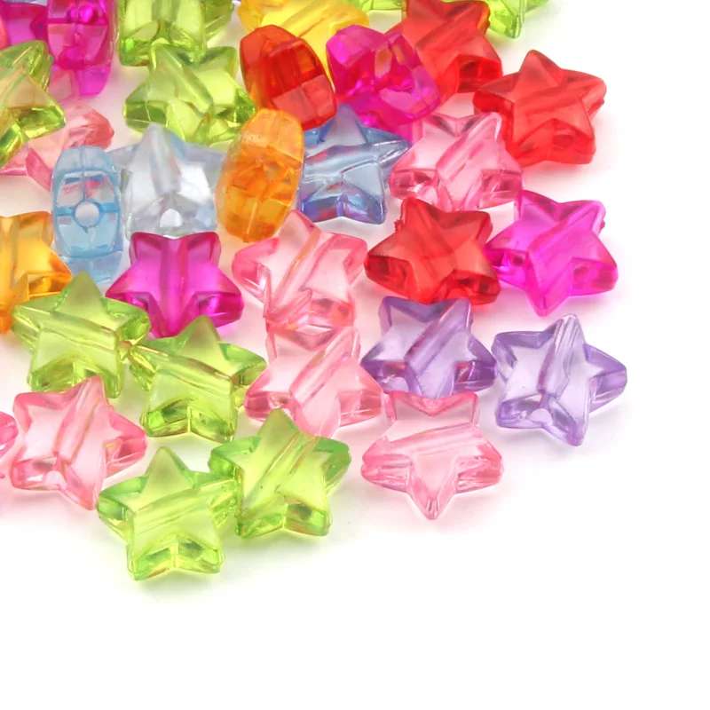 50pcs/lot Mixed Color Transparent Star Shape Beads Loose Spacer Acrylic Beads for Jewelry Making Bracelet Charms Diy Accessories