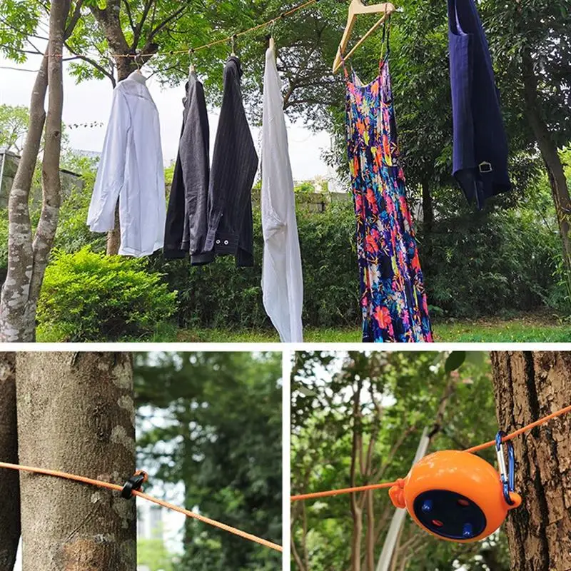 Clothesline Laundry Drying Rope Outdoor Clothes Line Windproof Anti-slip Retractable Cord for Hotel Camping