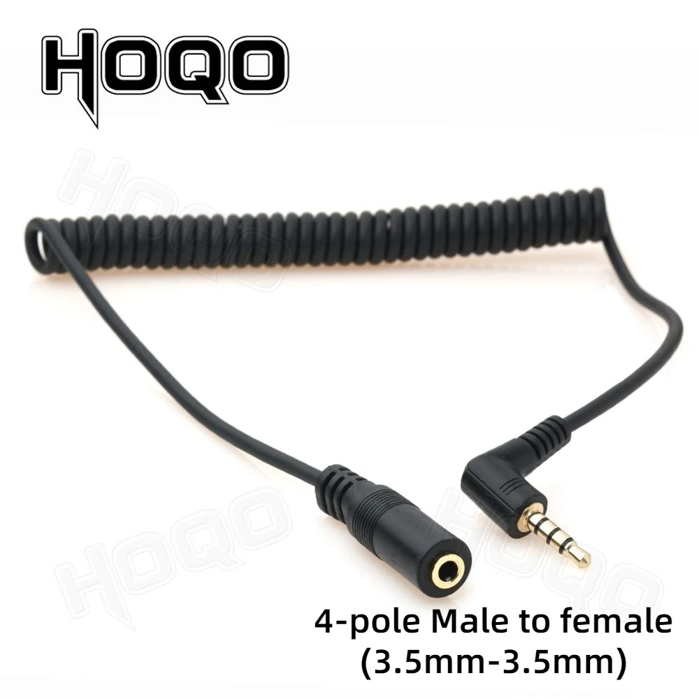 90 Degree Audio Jack cable 3.5mm trs to 3/4 Pole 3.5/2.5mm trrs Headphone Stereo Audio AUX Spring Coiled Spiral Cable