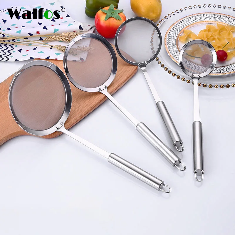 

WALFOS 304 Stainless Steel Oil Colander Spoon Soup Filter Fried Food Strainer Scoop Noodles Dumpling Mesh Sieve Kitchen Gadgets