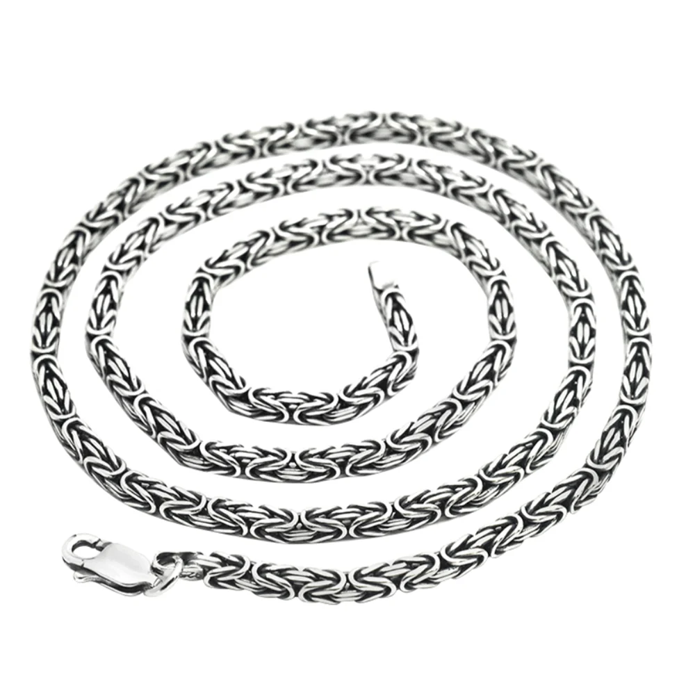 Solid 925 Sterling Silver BYZANTINE Chain Necklace 2.5mm Thick Handmade Craft Vintage Retro Jewelry Gift for Men Women Couple