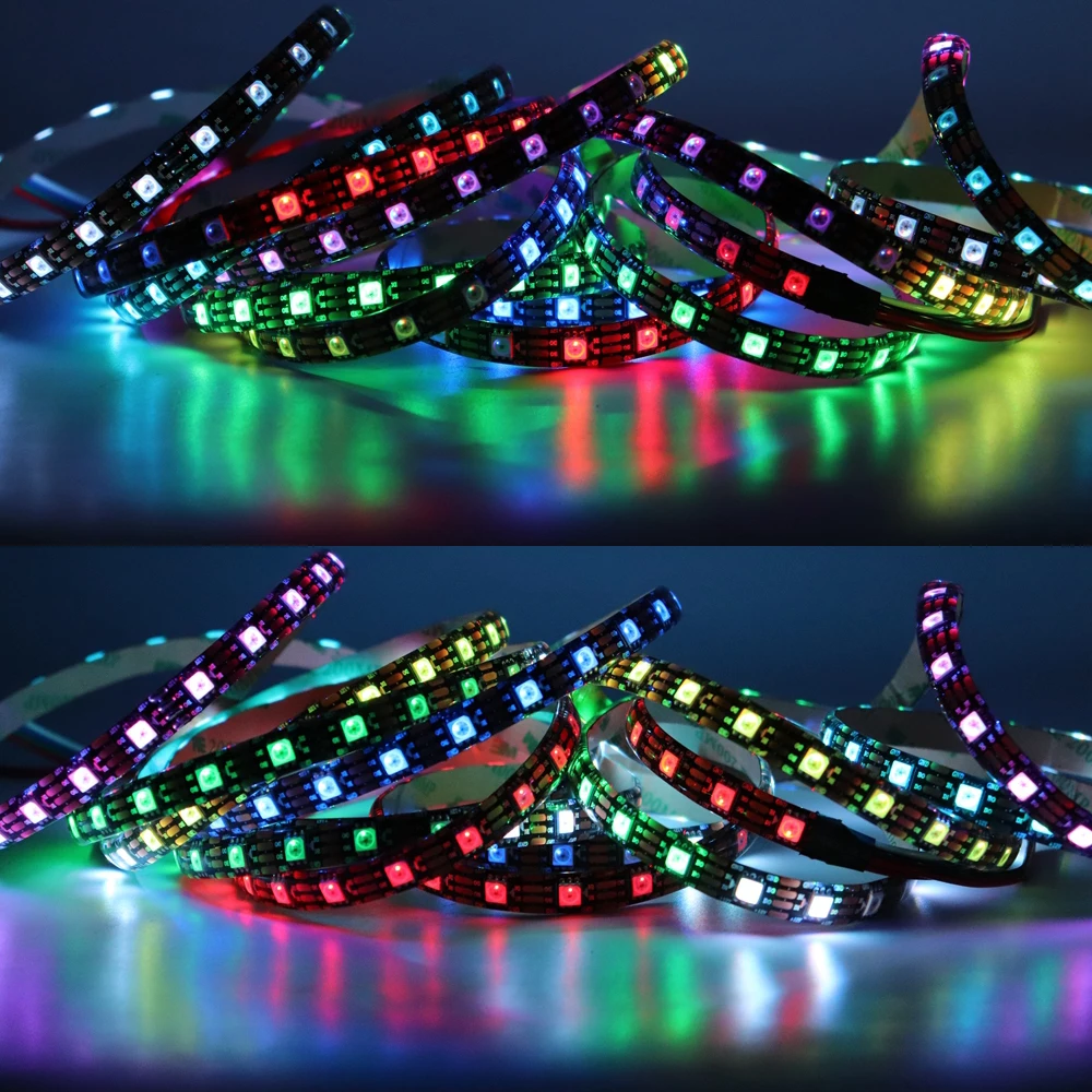 DC12V WS2815(WS2812B WS2813 Update) RGB Led Pixel Strip,Individually Addressable White/Black PCB Dual-Signal Led Flexible Light