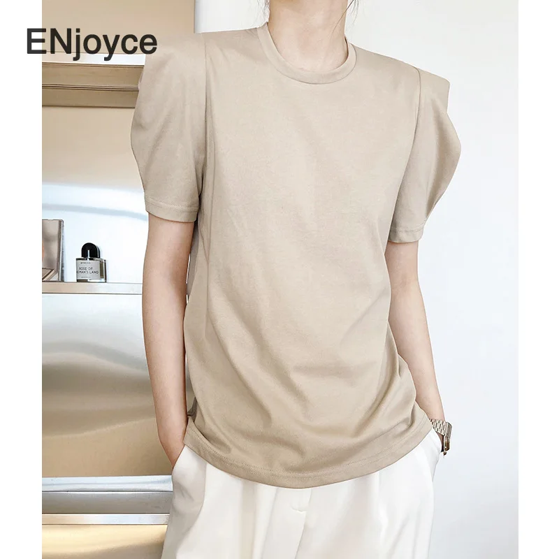 2024 Summer Women Vintage Bubble Sleeve Cotton T-Shirts Korean Fashion Casual Pullover Top Loose y2k Streetwear