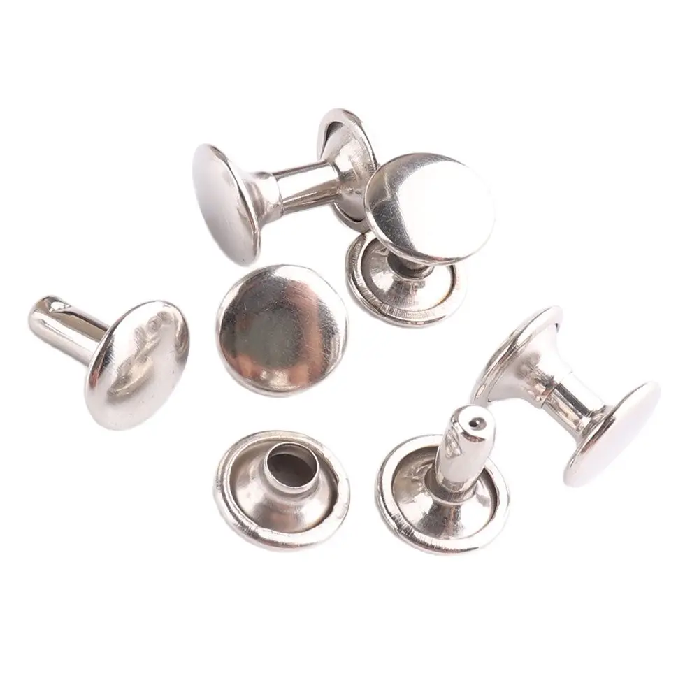 10mm Double Cap Rivets Silver Studs Round Rivet for Leather Craft Bag Belt Clothing Garment Shoes Sewing Decorative Parts