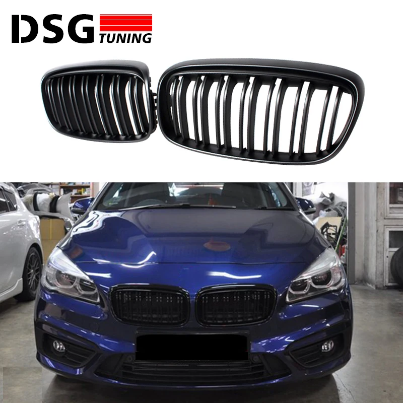 F45 Black Abs Front Grill Mesh for BMW 2 Series 5-seat Active Tourer & 7-seat F46 Gran Tourer Front Bumper Grille 2015 - 2017