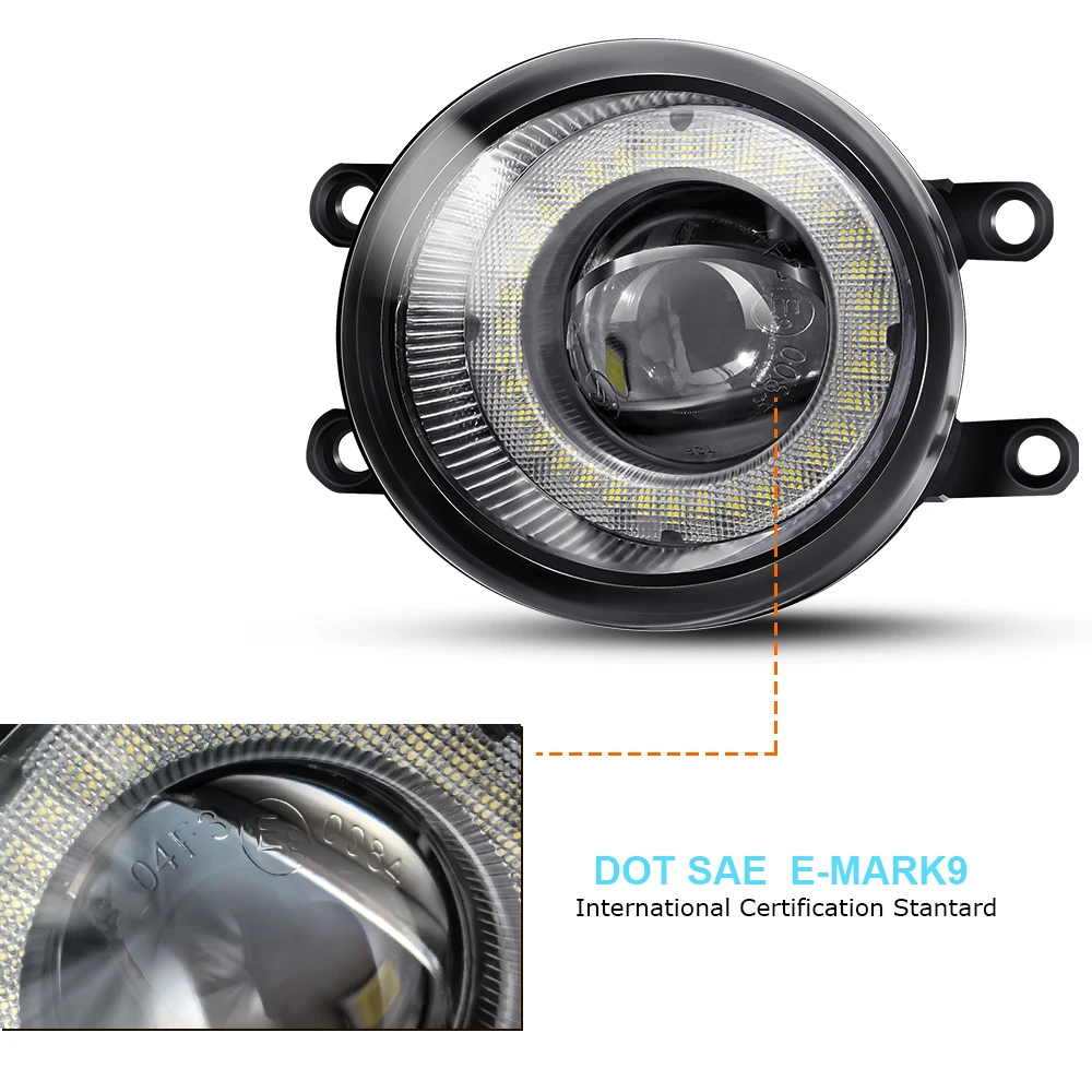 2 Pieces Car Angel Eye Fog Light Assembly 30W LED DRL Fog Daytime Light H11 12V For Peugeot 107 (PM_, PN_) Hatchback 2005-2014