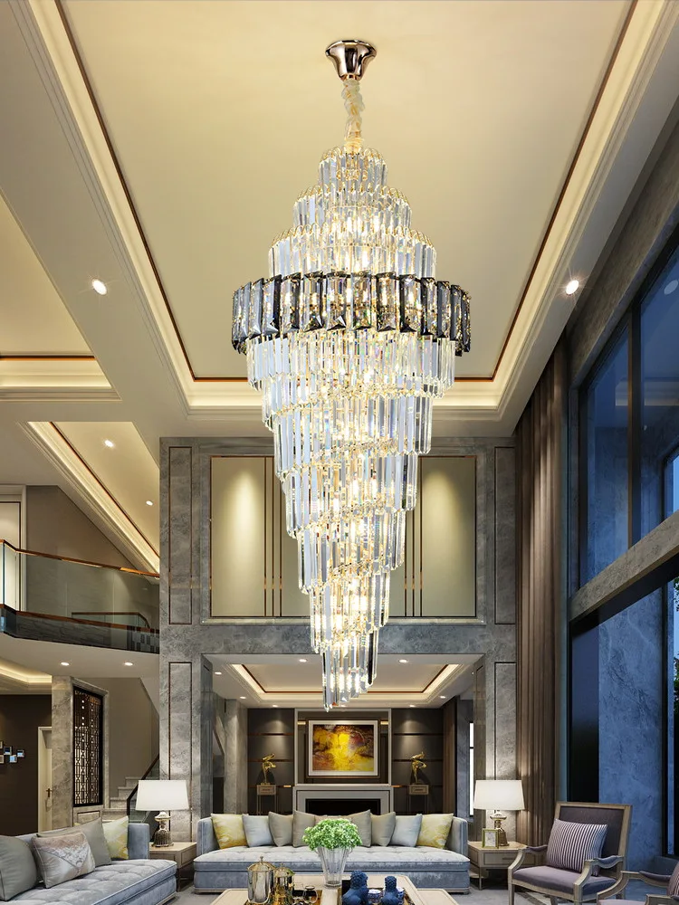 

New Modern Staircase K9 Crystal Chandelier Corridor Crystal Lamp Luxury Home Decoration Indoor Lighting Long Chain Lamps