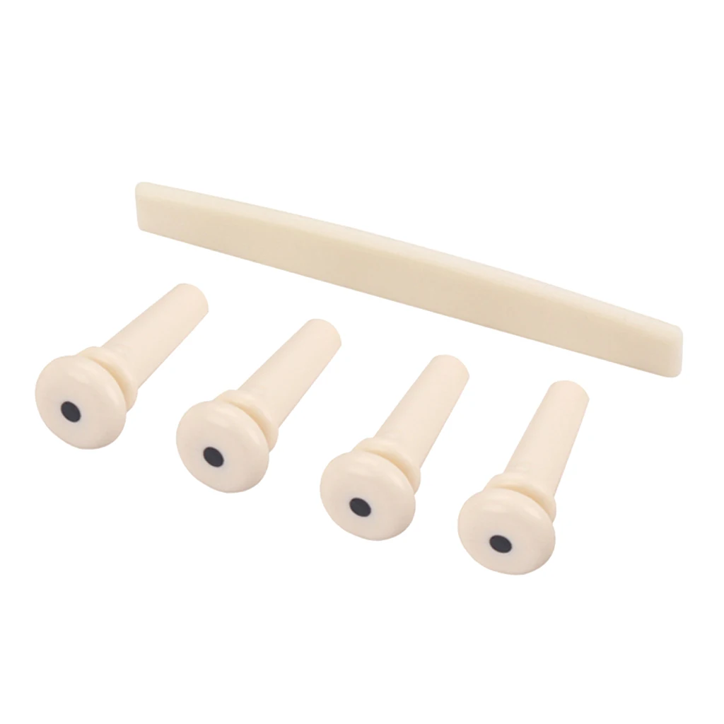 1 Set Cream Plastic Bridge Pins+Saddle for Acoustic Bass Guitar Musical Instrument Parts