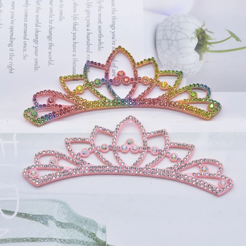 6 pz 130*52mm imbottito corona strass toppe per vestiti fai da te cappello scarpe artigianato decorazione applique copricapi arco accessori gioielli