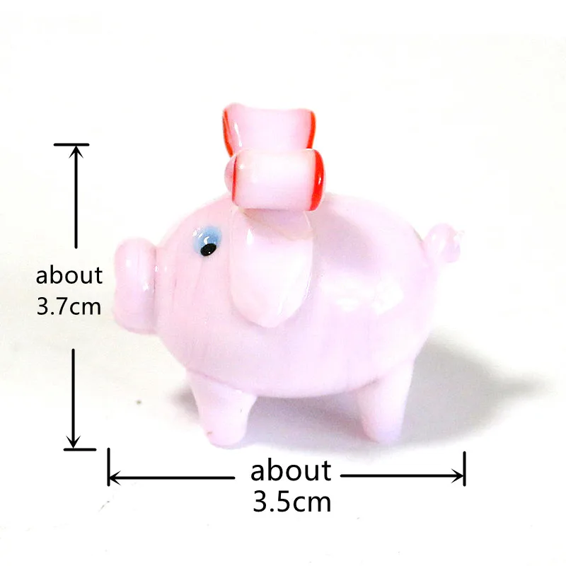 Creative Pink Glass Pig Mini Figurines Cute Cartoon Animal Craft Ornaments Wedding Decor Valentine's Day Party Gifts For Girls image 4