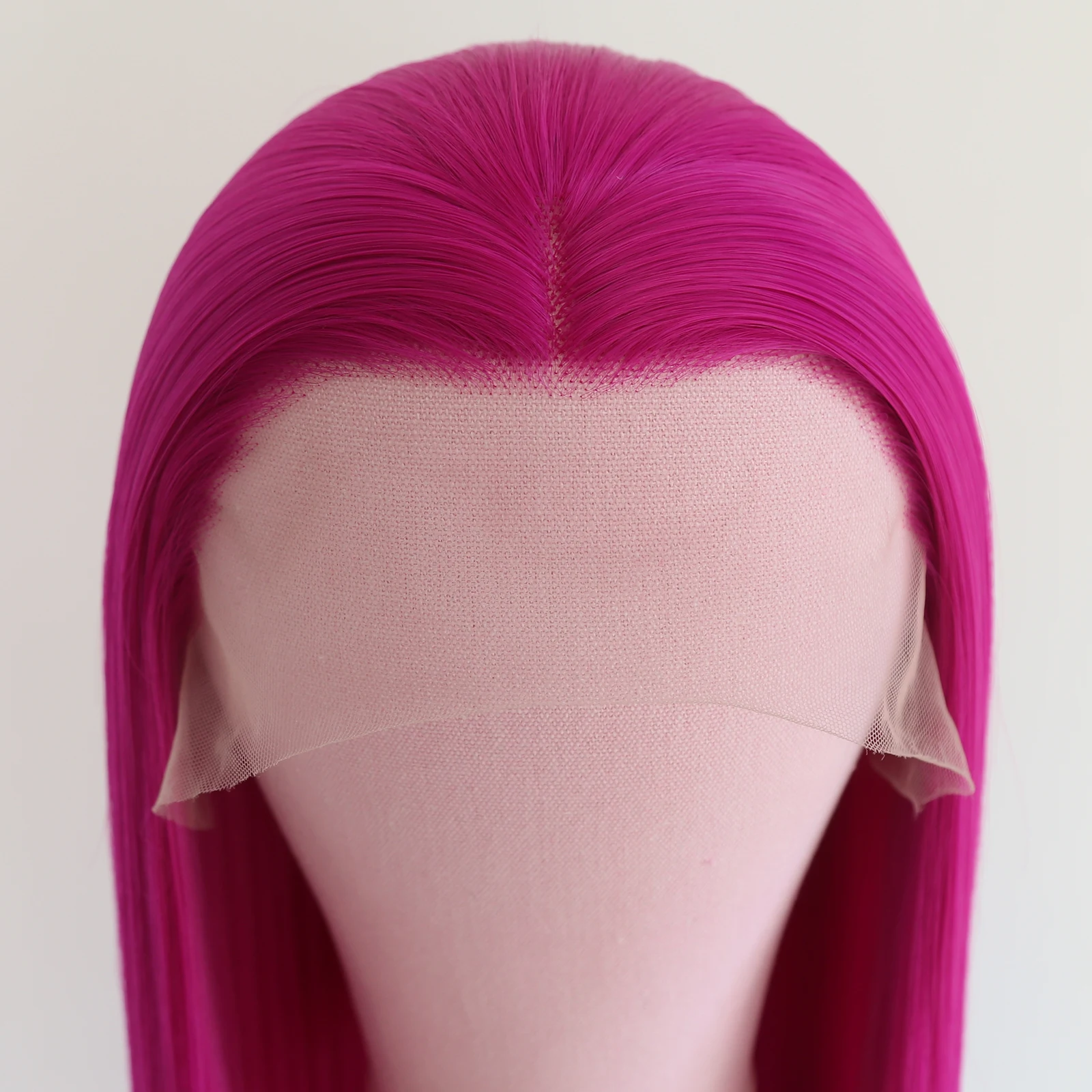 Rose Red Straight Lace Front Synthetic Wigs for Women Glueless High Temperature Fiber Natural Hairline Long Cosplay Wig