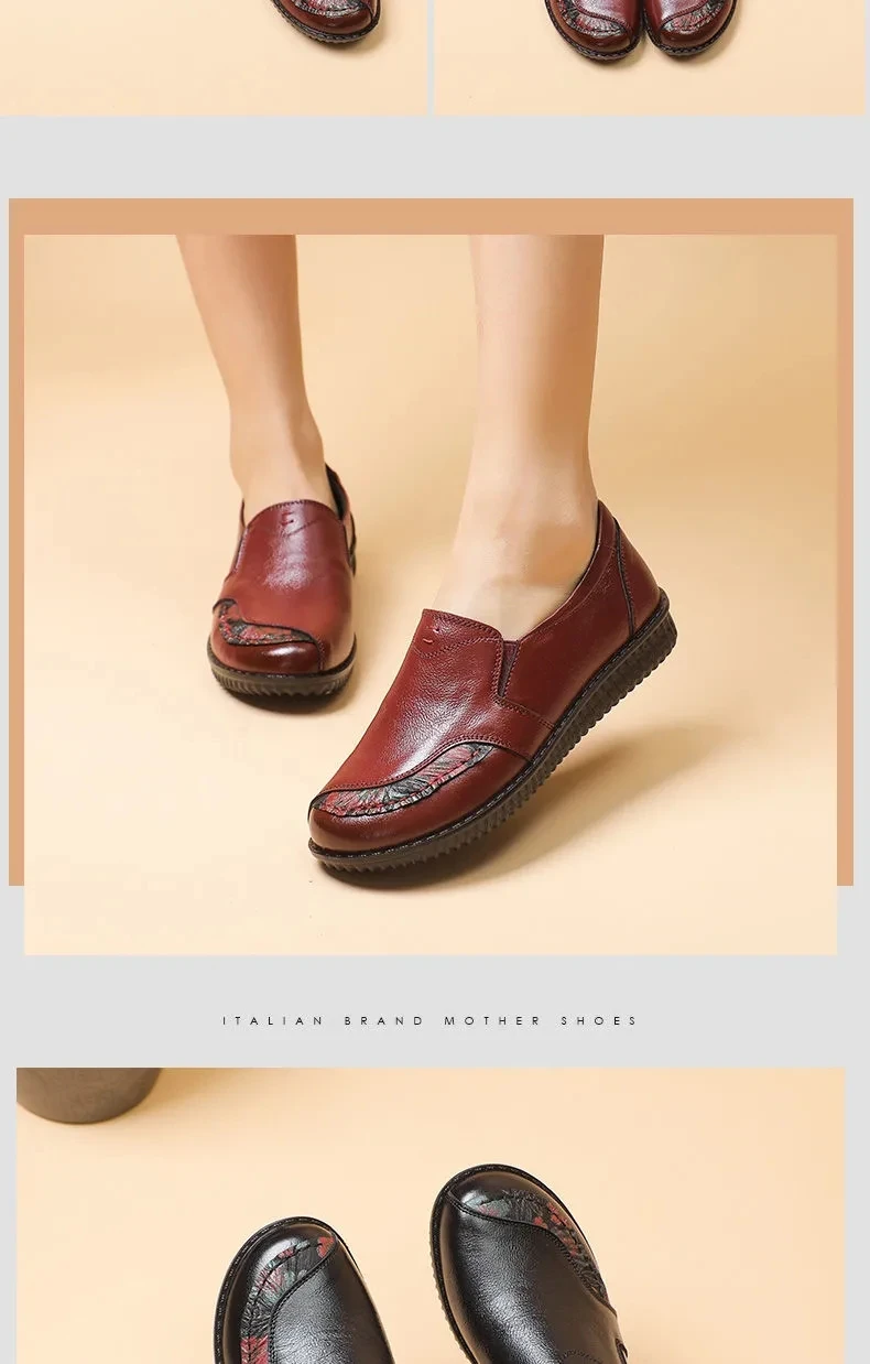 Echt leder Ballerinas Schuhe Frauen Vintage Luxus hochwertige Slipper Damen Mokassins lässig elegante Damen breite Schuhe – Detail 25
