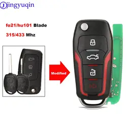 jingyuqin Folding Car Key Remote 315/433Mhz For Ford Fiesta Focus 2 Ecosport Kuga Escape C Max Ka 3 Buttons key Fob HU101 / FO21