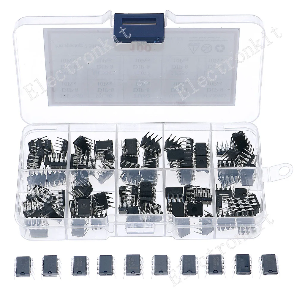 

100Pcs/Box IC Integrated Circuit Chip Assortment set Icl7660 93C46 TL062 UC3843 MAX485 24C64 UC3842 TL072 LF353 DS1232