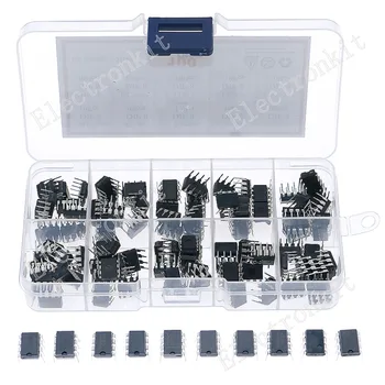 100pcs/box IC integrated circuit chip assortment kit Icl7660 93 c46 TL062 UC3843 MAX485 24 c64 UC3842 TL072 LF353 DS1232