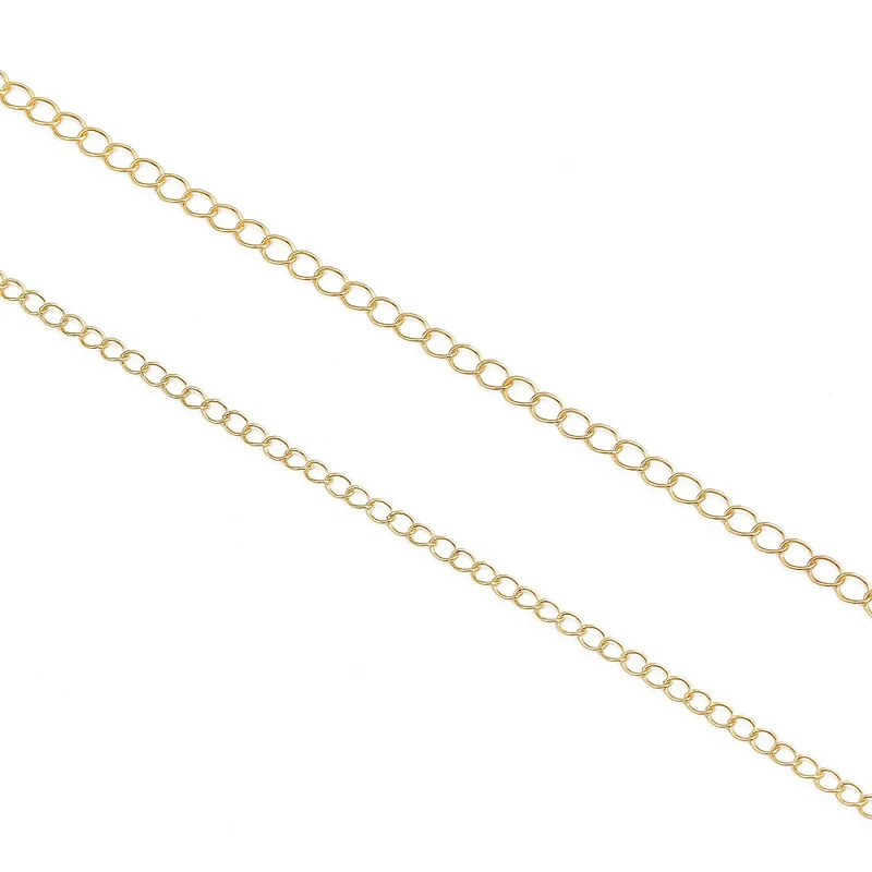 

3/4 mm 1Meter 18K Gold Plated Open Link Ring Extended Extension Necklace Chains Tail Extender Chain For Jewelry Making Supplies