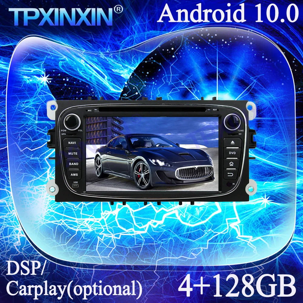 Android 10 4G+128G For Ford Mondeo 2007-2010 Black PX6 Carplay Multimedia Player Tape Recorder GPS Navi Auto Radio Head Unit DSP