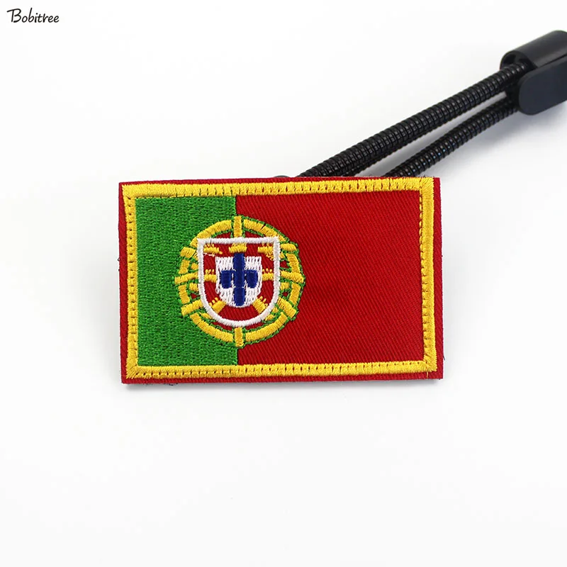 Portugal Flag Patch with Hook Loop Embroidered Portuguese Banner Badges Armband Stick on Backpack Cap Uniform Decoration