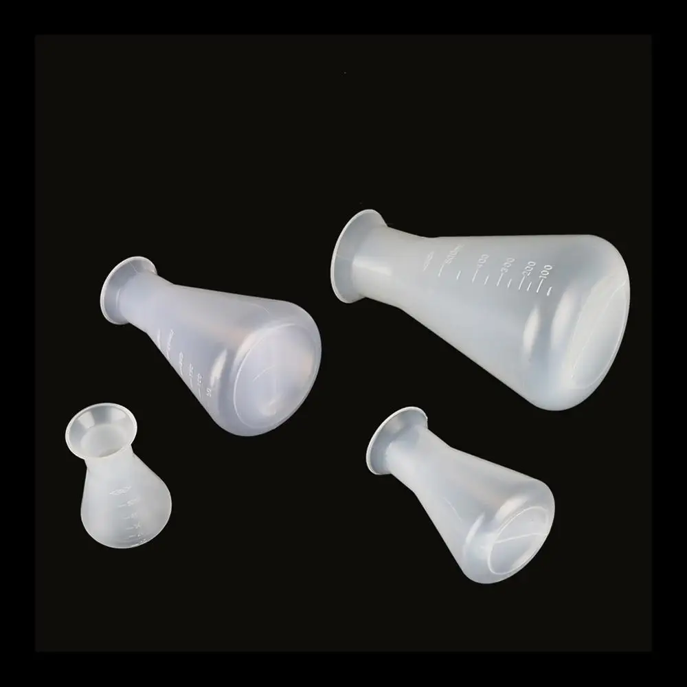 Erlenmeyer-Fiole en Plastique à Col Étroit, Conique, Triangle, Analyse en Laboratoire de Chimie, 50/100/250/500ml