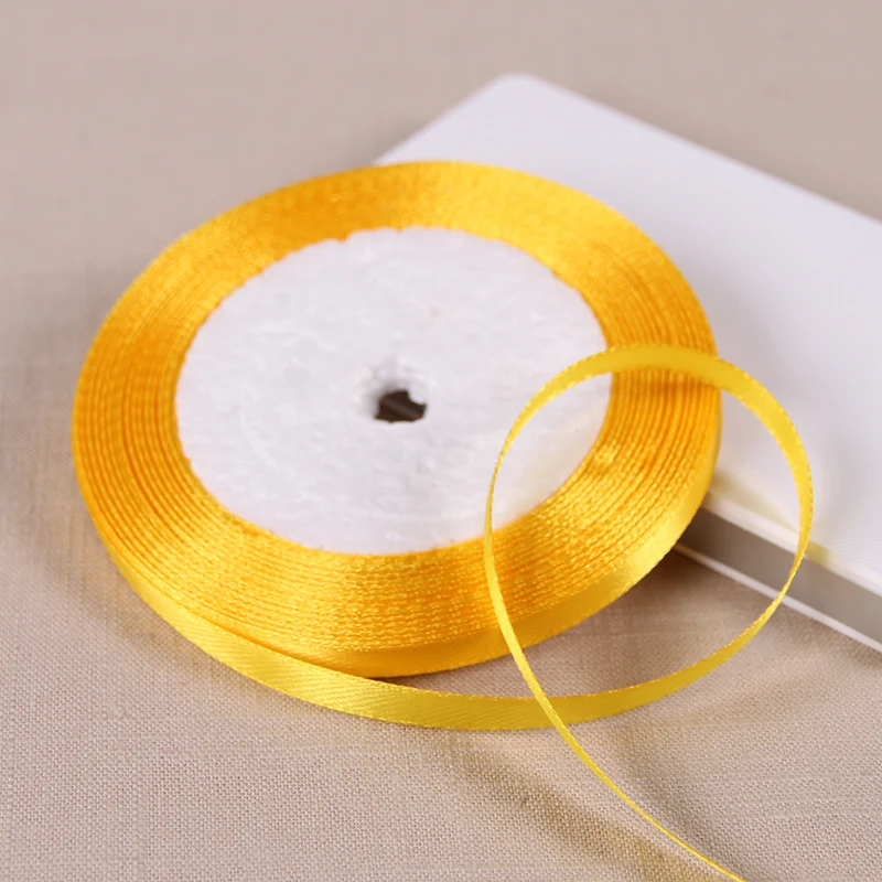 6mm Seidensatinbänder Länge 25 Yards/Rolle Weihnachtsfeier Hochzeitsdekoration Bänder DIY Mädchen Haarschleifen Accessoires – Detail 14